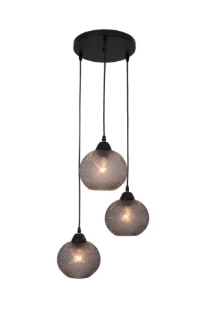 Actieprijs Nova Luce Porto - hanglamp - Ø 30 x 160 cm - donkergrijs en zwart