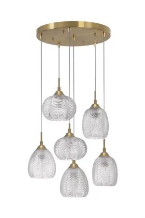 Aanbieding Nova Luce Vario - hanglamp - Ø 50 x 120 cm - satijn goud en transparant