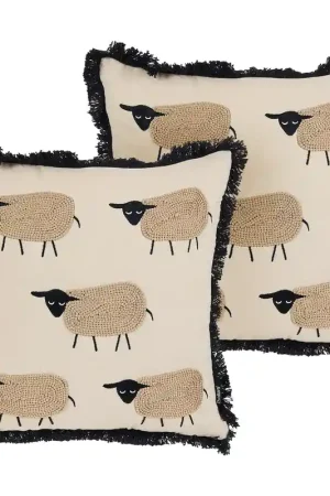 BANNU - Sierkussen set van 2 - Beige - Katoen Laatste Kans