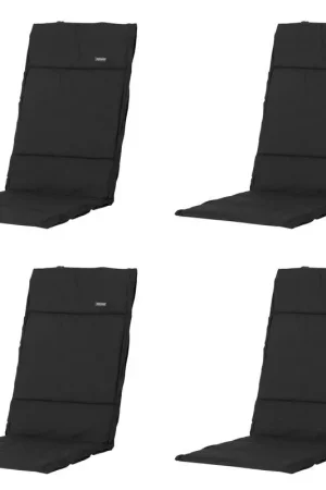 Madison -  Tuinkussen Fiber Deluxe Rib black - Ca. 125x50 cm - Set van 4 Weekendaanbieding