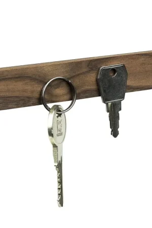 Budget QUVIO Magnetische wand sleutelhouder hout - Donker bruin - 15,5 CM