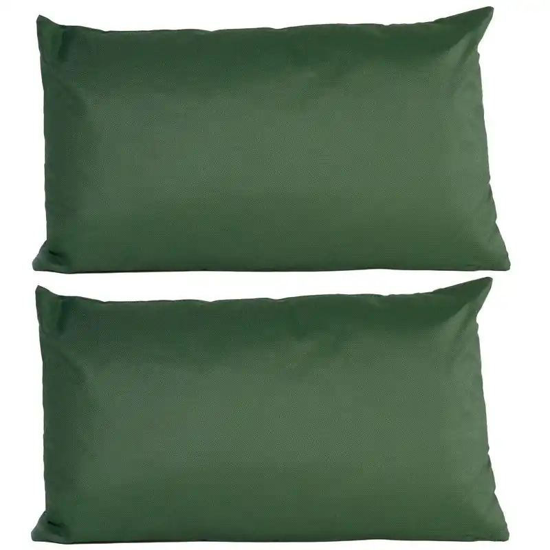 2x Bank/sier kussens voor binnen en buiten in de kleur donkergroen 30 x 50 cm - Sierkussens Direct Beschikbaar