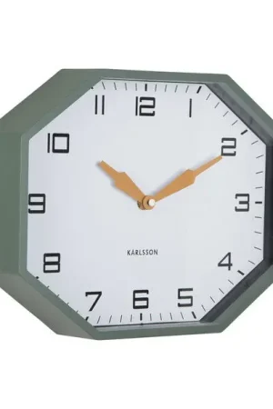 Authentiek Karlsson - Wandklok Modern Factory Octagon - Jungle green & ochre yellow