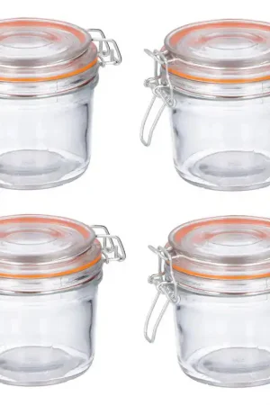 10x stuks luchtdichte potten transparant glas 350 ml - Weckpotten Finale Uitverkoop