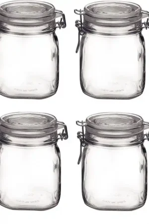 12x Glazen confituren pot/weckpot 750 ml met beugelsluiting en rubberen ring - Weckpotten Fabrieksprijs
