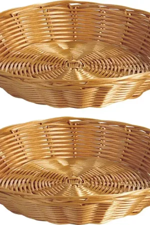 2x Rond fruitmandje/broodmandje 25 x 6 cm gevlochten riet uiterlijk - broodmand Beperkt Aanbod
