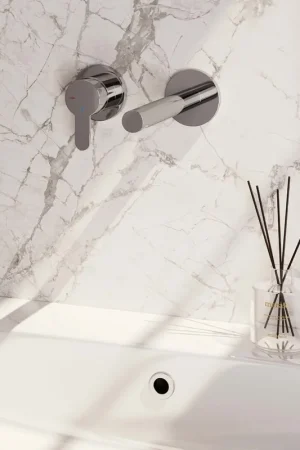 Brauer Chrome Edition ColdStart wastafelkraan inbouw rechte uitloop en rozetten model D2 chroom Fabrieksprijs