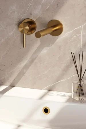 Gratis Retour Brauer Gold Edition ColdStart wastafelkraan inbouw rechte uitloop en rozetten model A2 geborsteld messing PVD