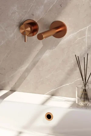 Aanbieding Brauer Copper Edition ColdStart wastafelkraan inbouw rechte uitloop en rozetten model B2 koper geborsteld PVD