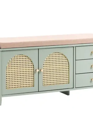 BENDIGO - Schoenenbankje - Mintgroen - MDF/Kunstrotan Fabrieksprijs