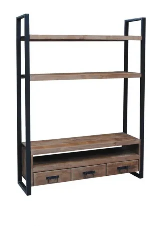 Korting D - Livingfurn - TV Meubel TV Strong High 150 cm - Mangohout / Gecoat Staal