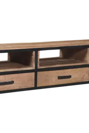 D - Livingfurn - TV Meubel Finn 160 cm - Mangohout / Gecoat Staal Korting