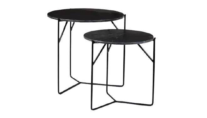 Livingfurn Mason Marble Black/Black Set of 2 Betaalbaar