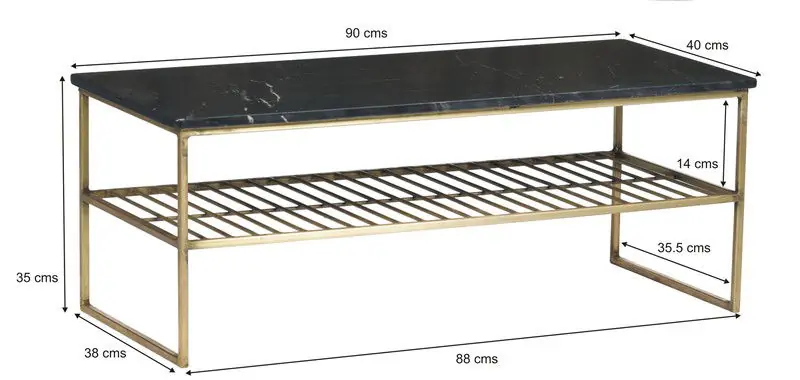 Topkwaliteit Livingfurn Dian Marble Black Gold 90cm