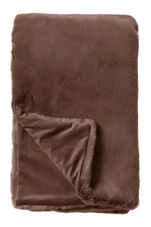 Express Levering Dutch Decor ZINZI - plaid 140x180 cm - bontlook - effen kleur - Chocolate Martini - bruin - Dutch Decor