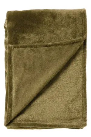 Direct Verzonden Dutch Decor CHARLIE - plaid 200x220 cm - extra grote fleece deken - effen kleur - Military Olive - groen - Dutch Decor