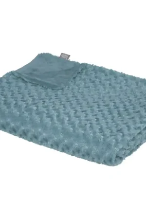 Origineel Atmosphera Sprei/deken/plaid - aqua blauw - polyester - 230 x 180 cm - geknoopt motief - Plaids