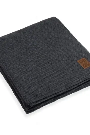 Flitsaanbieding Knit Factory Jesse Gebreid Plaid XL - Woondeken - Kleed - Antraciet - 195x225 cm