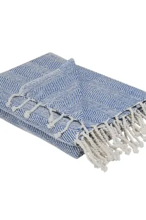Aanbieding TILMI - Plaid - Blauw - 130 x 160 cm - Katoen