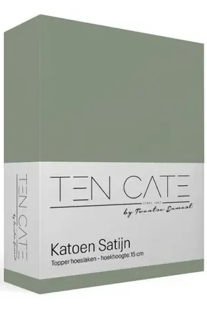 Actieprijs Ten Cate 100% Katoensatijnen Topper Hoeslaken - 160x200 - Groen